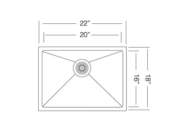 22 inch Stainless Steel Undermount Single Bowl Kitchen Sink - Pro 22 - Sink Depot